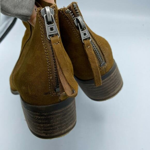 Lucky Brand Womens Lahela Brown Suede Zipper Ankle Booties Almond Toe Size 8.5M - Picture 7 of 10